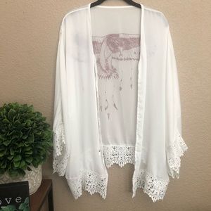 Sheer white kimono jacket.